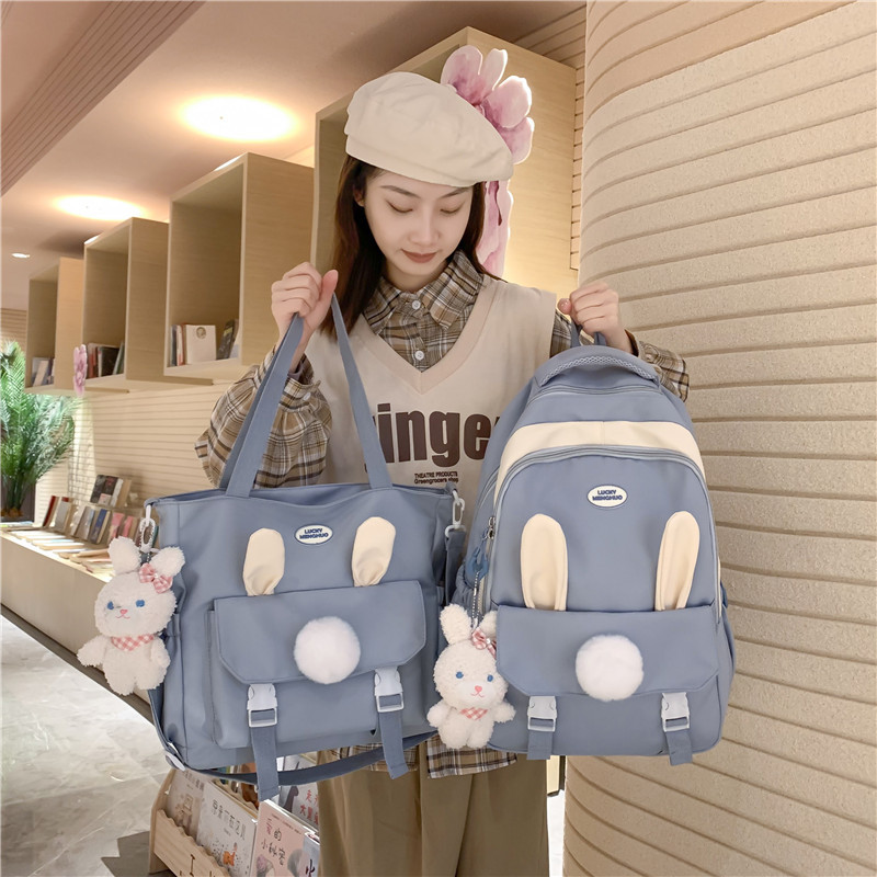 New student backpack set, Korean version Harajuku middle and high school campus schoolbag, large-capacity primary school student tutorial bag Specification drawing
