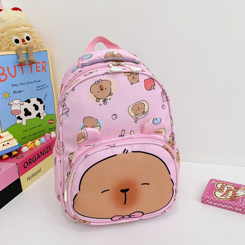 Kapibala children's schoolbags, cartoon backpacks for kindergartens, cute schoolbags for girls and students, high appearance level, double-shoulder backpacks details Picture
