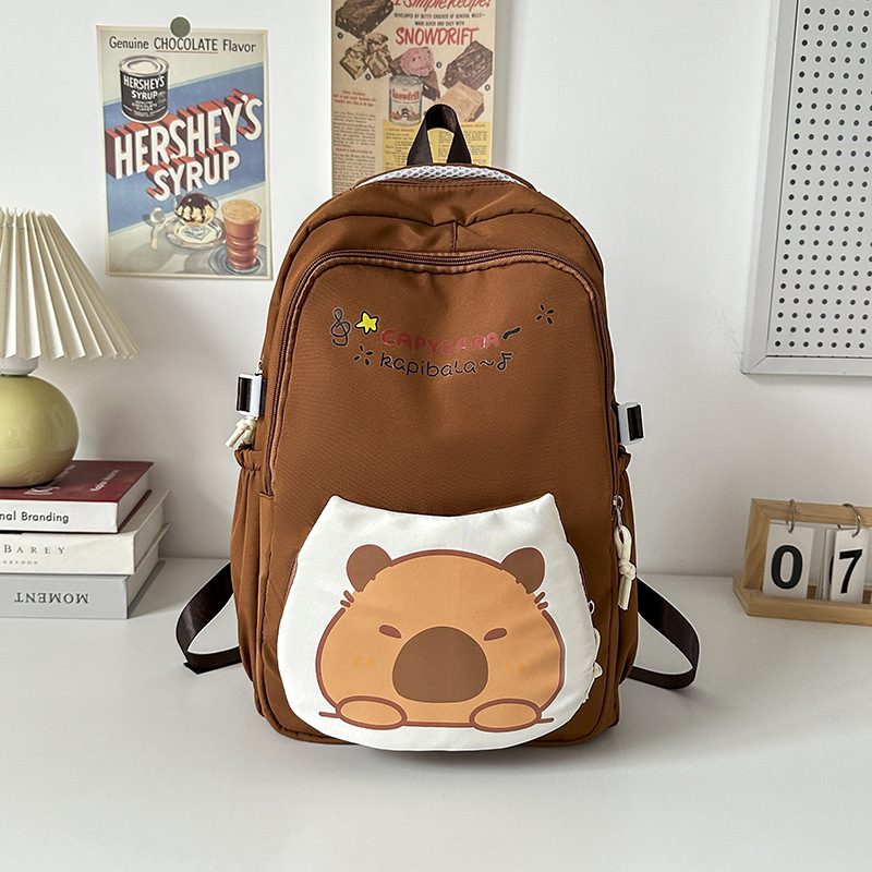 2025 Primary and Secondary School Students' printed irregular-shaped Kapiba large-capacity lightweight student backpack for both men and women Specification drawing