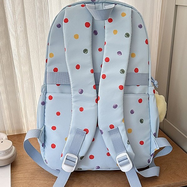 A new high-appeal, fresh, sweet and cute dot-shaped polka dot backpack from Japanese Instagram, a lightweight backpack for junior and senior high school students Specification drawing
