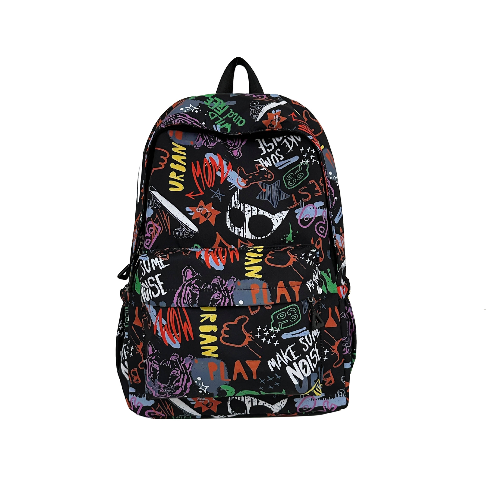 Graffiti schoolbag for female college students, trendy and simple hip-hop backpack, high school and junior high school students, high appearance level, niche backpack for male students Item Picture