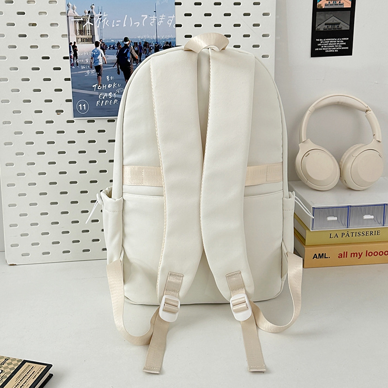 Simple letter forest-themed backpack, ins style, casual and versatile, commuting college student schoolbag, large-capacity solid color backpack Specification drawing