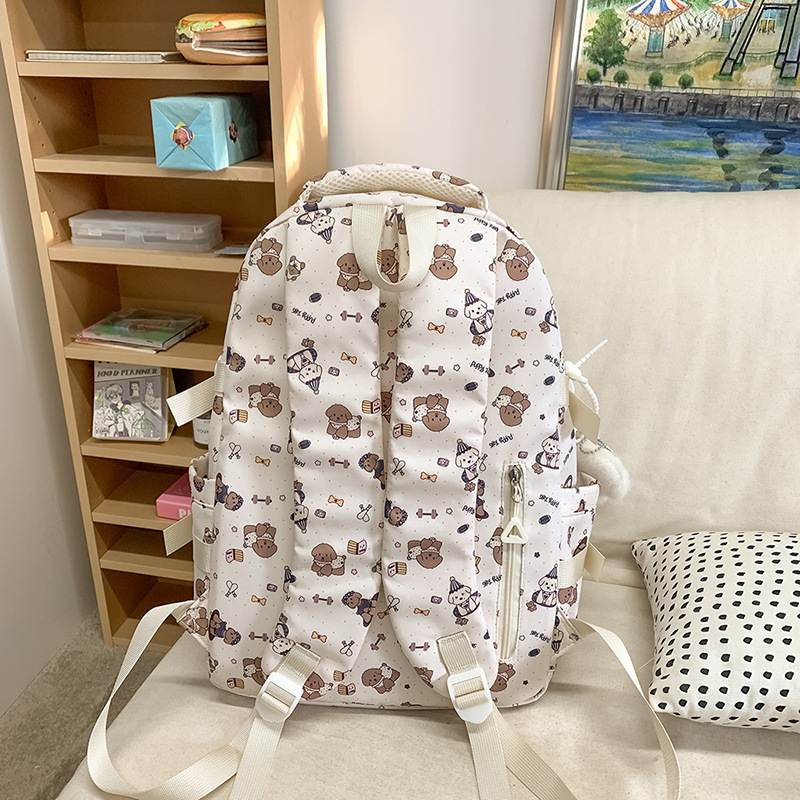 Korean cartoon printed schoolbag, a backpack for girls in junior and senior high school, fresh and cute, and a light backpack for primary school students Specification drawing