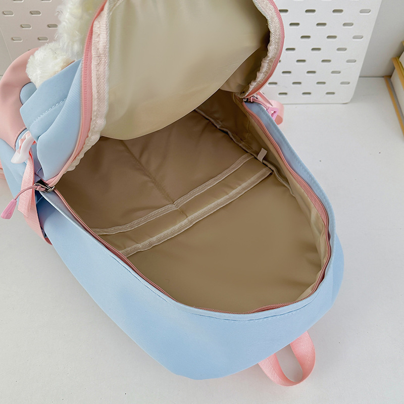 Cute cartoon casual schoolbag, plush toy doll, backpack for girls, junior high school and senior high school students, travel backpack Application Scenario