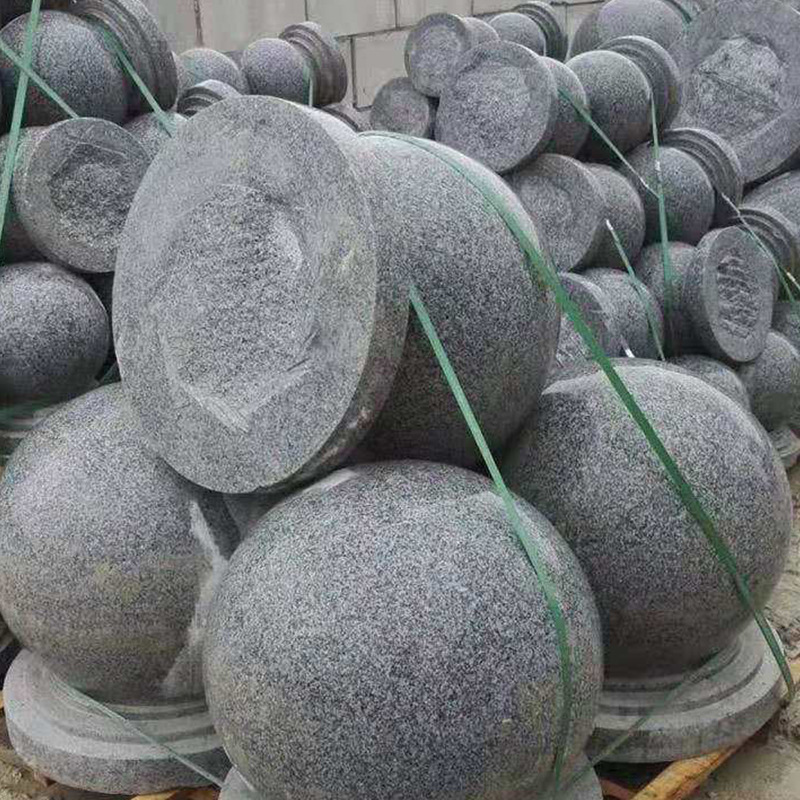 Granite sesame grey stone balls, sesame white roadblocks, vehicle stoppers, square diversion, sesame grey vehicle stoppers, stone ball manufacturers details Picture