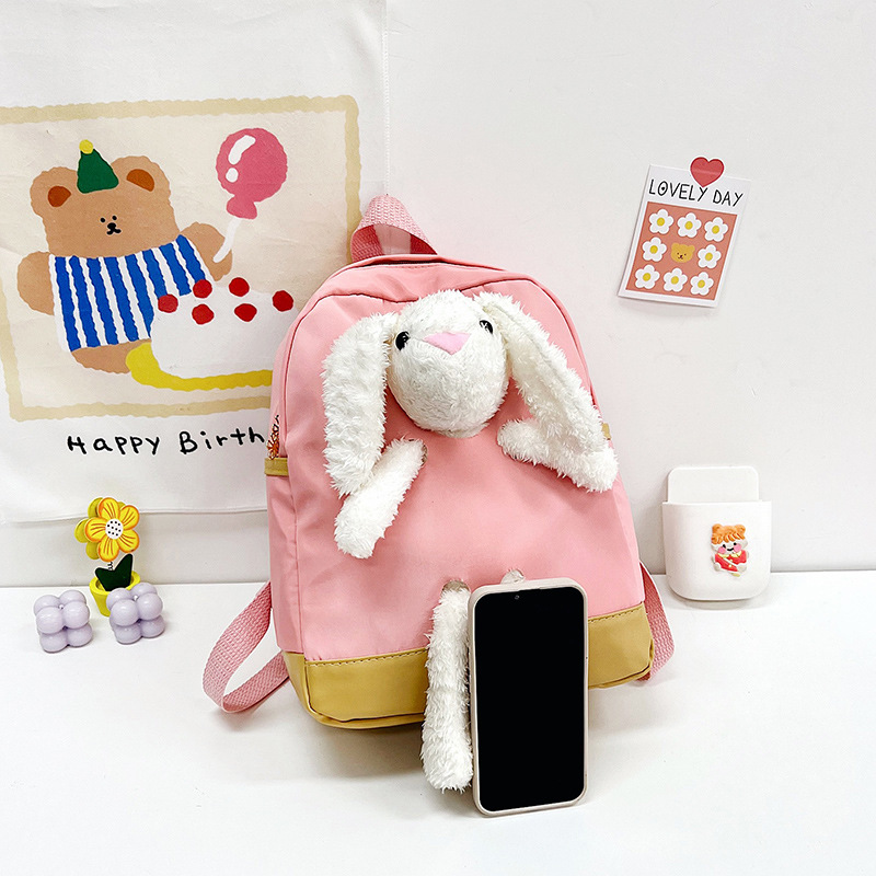 New plush toy backpack for women, personalized cartoon big rabbit bag, children's schoolbag Specification drawing