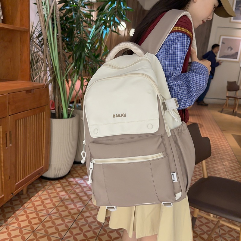 Wide-shoulder strap schoolbag for girls, Korean style Instagram fresh and simple backpack for primary school students, Japanese school style student backpack details Picture