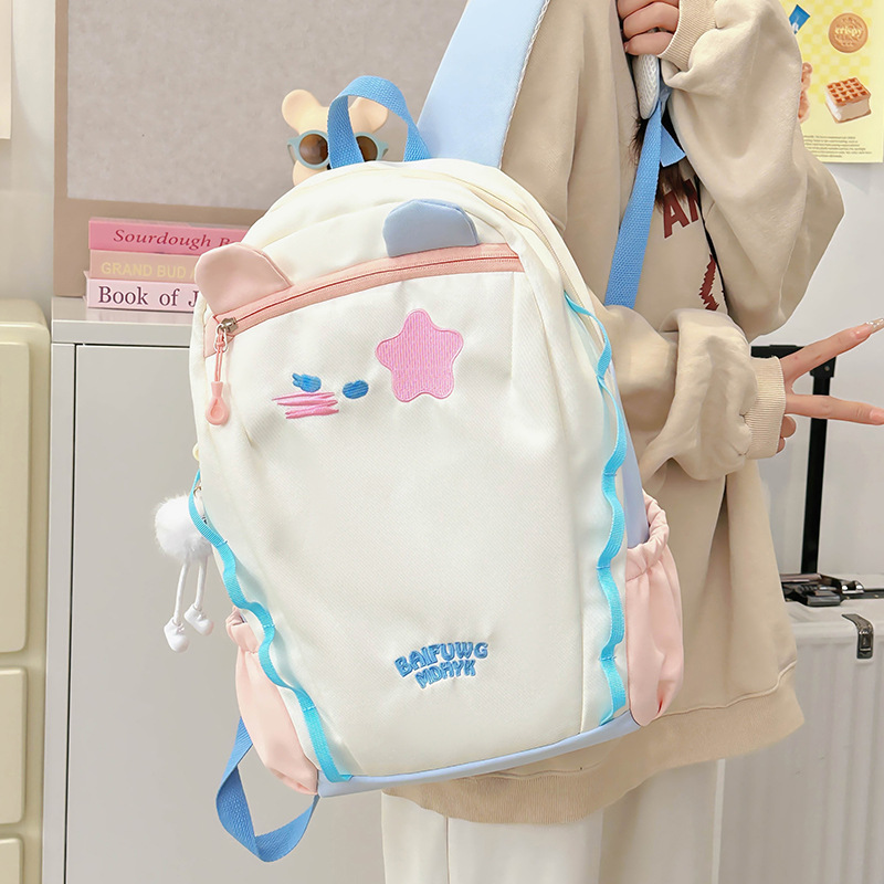 Dopamine ins backpack for junior high school girls, high appearance level, color-blocking large capacity, versatile design sense backpack for college students full figure