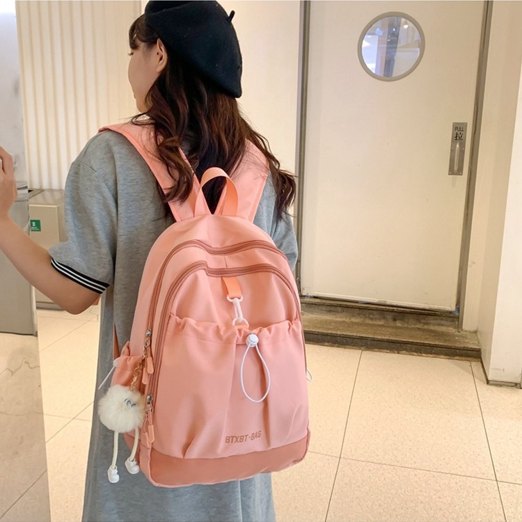 Japanese-style ins fresh and casual college student schoolbags, simple and versatile backpacks, lightweight backpacks, sweet spring outing bags full figure