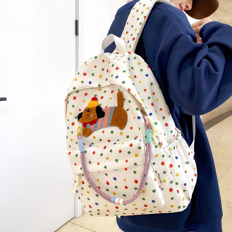 2025 New style fresh and clean schoolbag, large-capacity lightweight single-shoulder bag, cute printed backpack, casual travel backpack details Picture