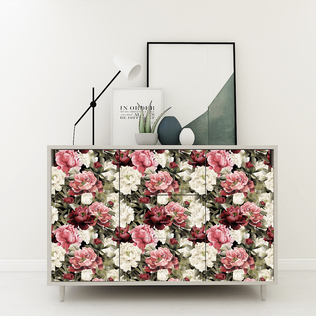 Hot-selling thick ink flower and green plant series seamless waterproof and stain-resistant wallpaper background wall renovation wallpaper RW081-100 Specification drawing