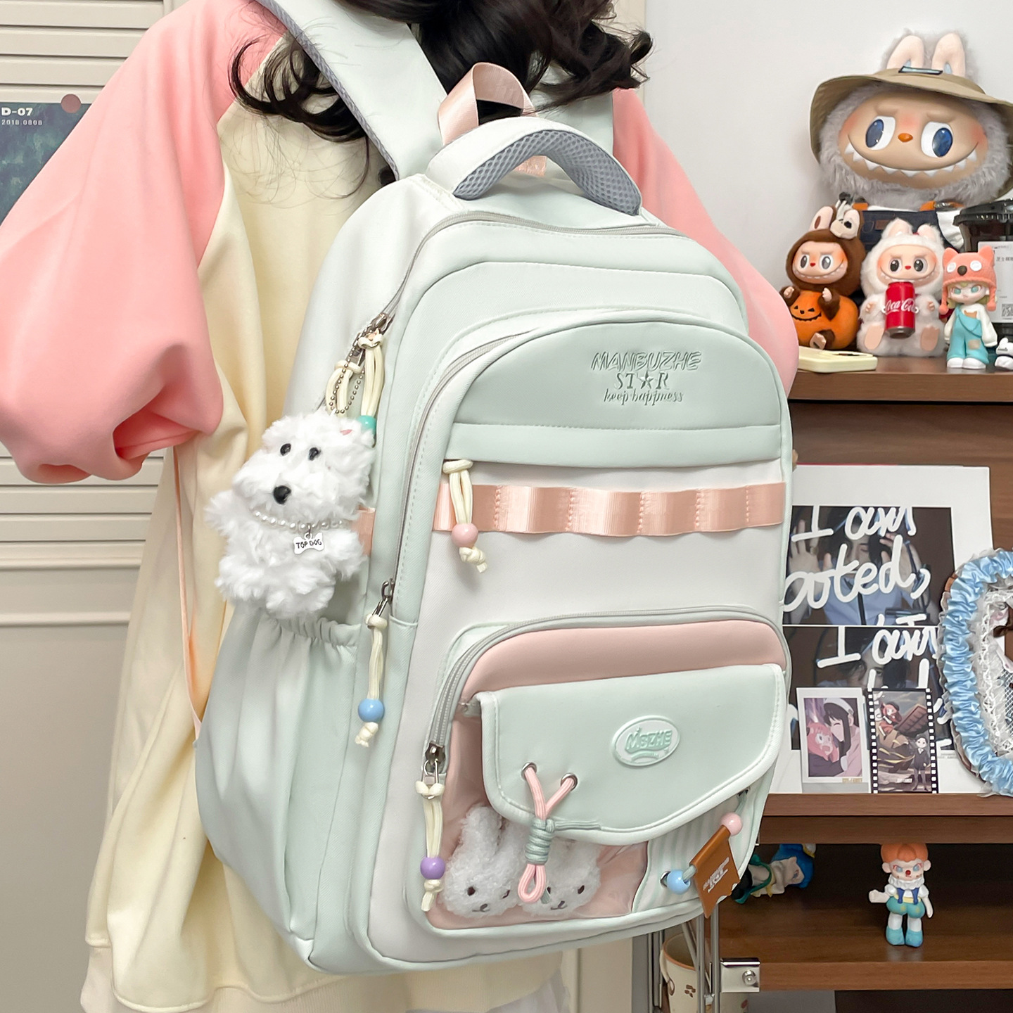 A new high-appearance-level forest-themed fresh, sweet and cute schoolbag, a lightweight and versatile large-capacity backpack for junior and senior high school students details Picture