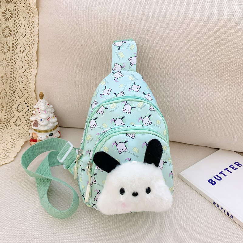 Korean children's chest bags, cartoon kindergarten school bags, boys' and girls' student bags, cute crossbody bags for children, single-shoulder bags Specification drawing