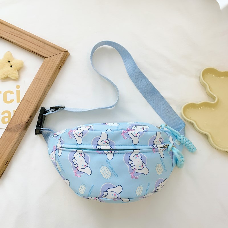 Cute children's waist bag for girls' outings 2024 new crossbody bag Cartoon fashion large-capacity children's trendy chest bag Specification drawing