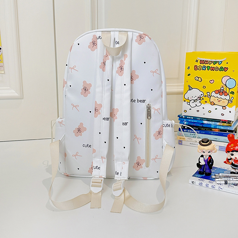 A new high-appeal, sweet and fresh printed backpack with a Korean-style Instagram summer cute and girlish travel backpack Specification drawing