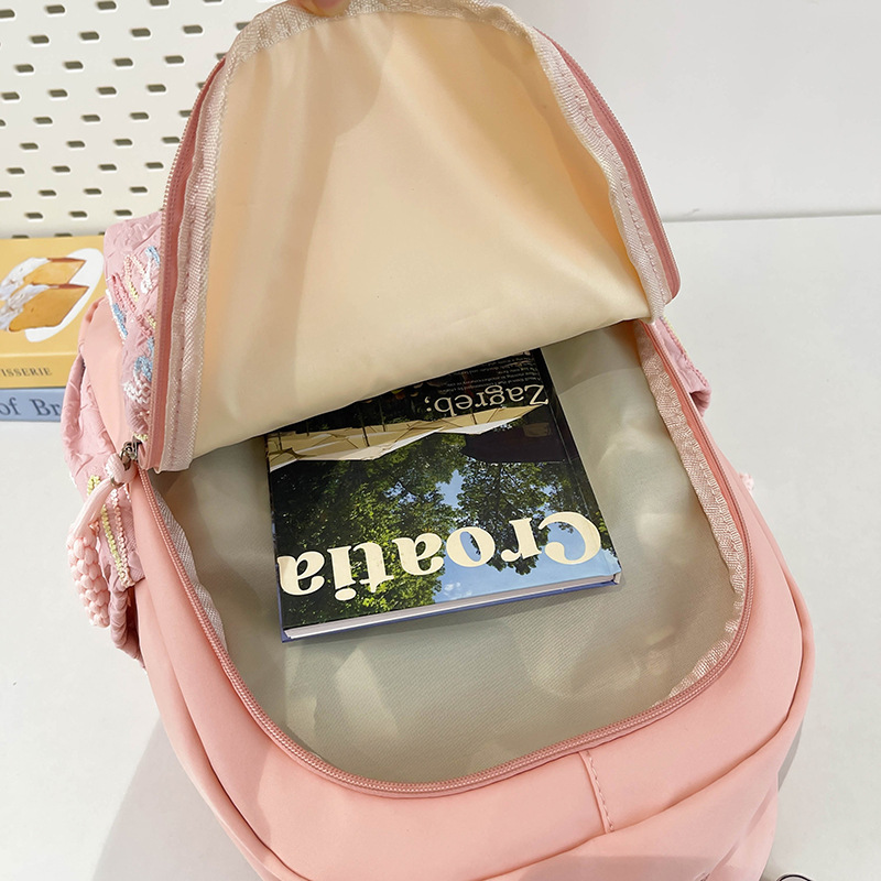 New Korean-style versatile and fresh bag for girls, a fashionable solid-color backpack for junior high school students Application Scenario