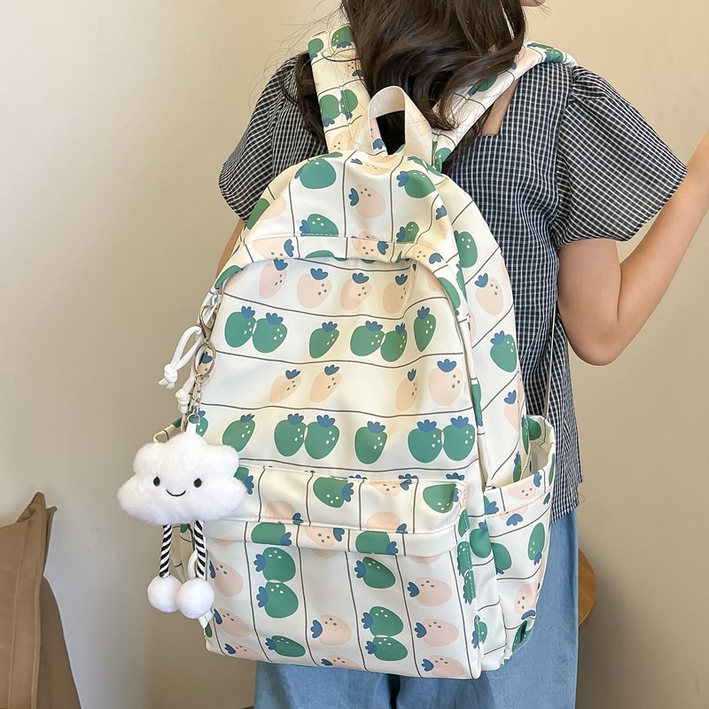 Japanese-style Instagram cute girl's floral backpack, forest-style fresh and artistic small backpack for college students in class details Picture