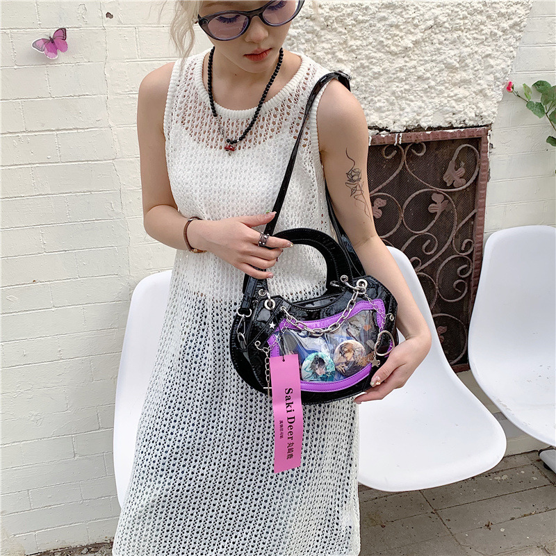 A new Korean-style niche design versatile underarm pain bag, a transparent student single-shoulder crossbody bag, and a versatile hot girl handbag details Picture