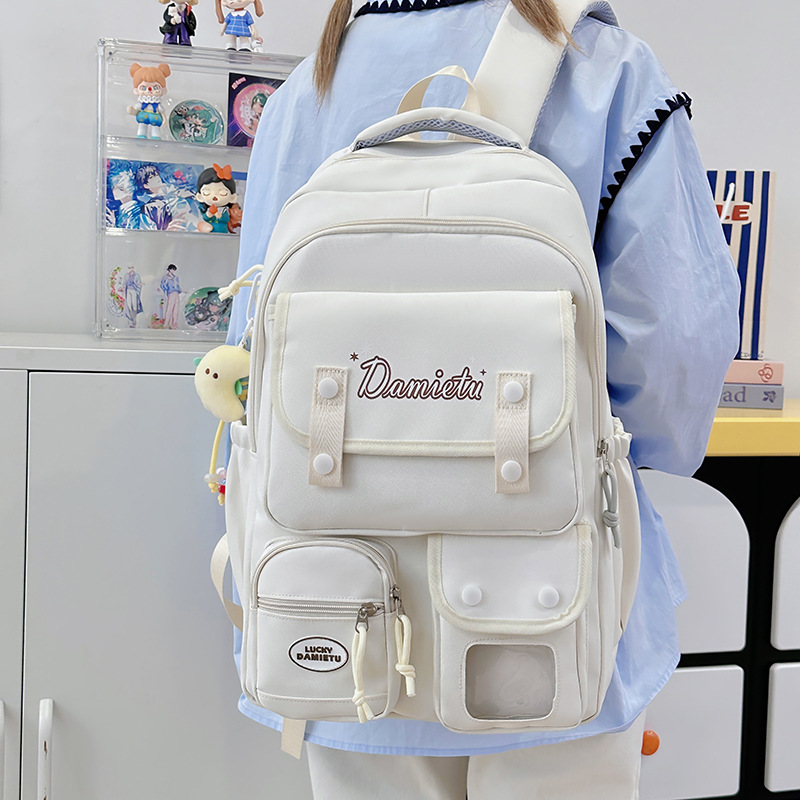 The new summer college style cute large-capacity schoolbag, casual and versatile backpack, simple, light and sweet backpack details Picture
