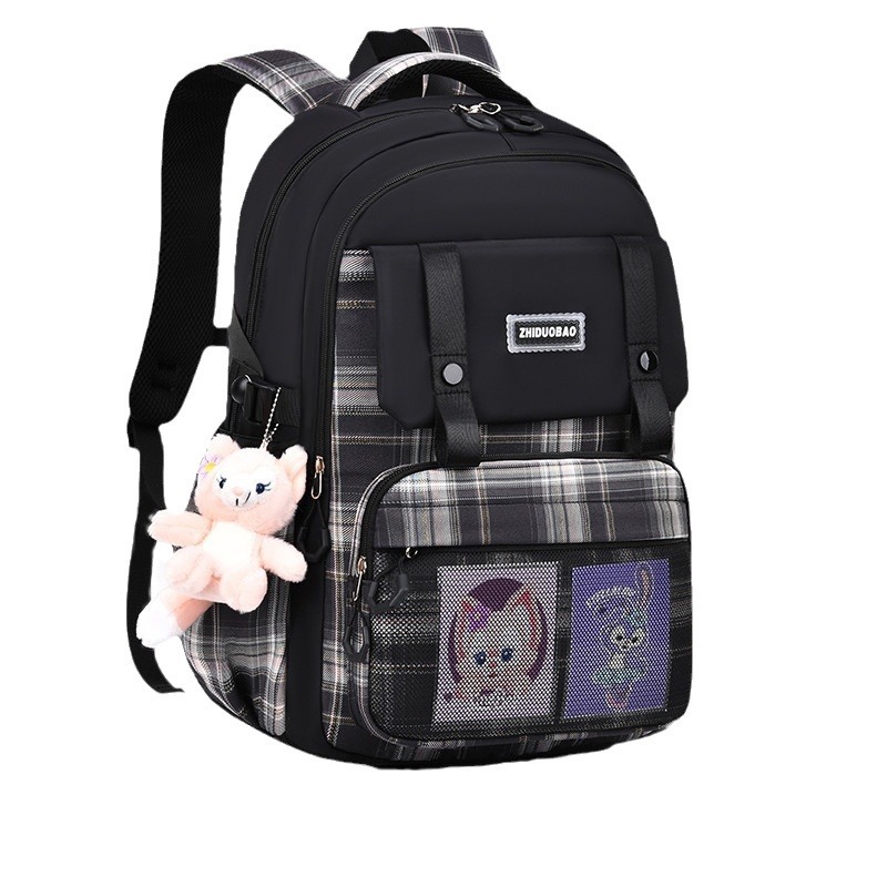 2023 New schoolbag for primary school students from grades one to six, with anti-slip shoulder pads for boys and girls, British style Item Picture