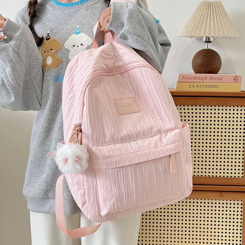 Korean-style schoolbag for junior high school girls, large-capacity solid color, lightweight backpack for primary school students, high appearance level, versatile backpack for girls details Picture