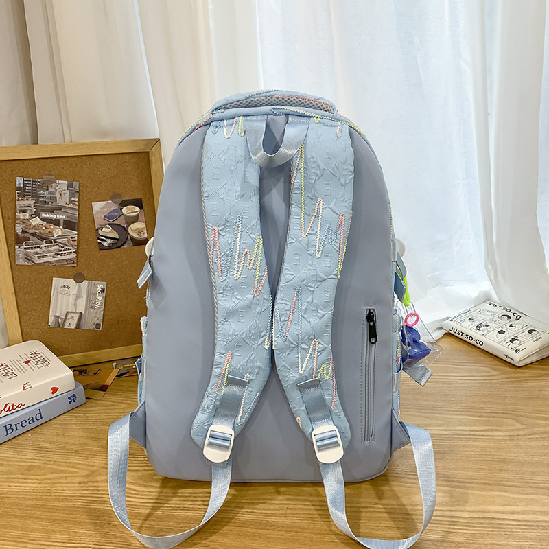 High-appearance-level schoolbag for junior high school girls, forest-style girl, large-capacity backpack, lightweight backpack for spring outings of high school and primary school students Specification drawing
