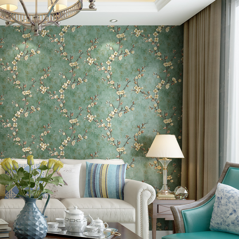 American retro wallpaper self-adhesive 3d stereoscopic country bedroom and living room wallpaper self-adhesive thickened wall sticker wallpaper details Picture