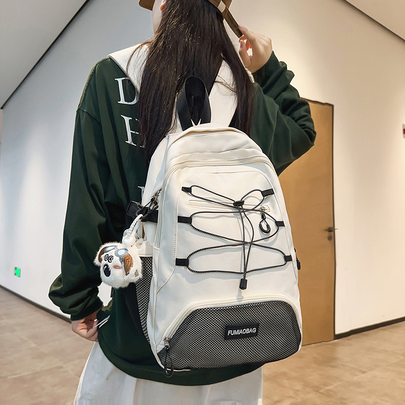 New color-blocking schoolbag, outdoor hiking backpack, casual retro, lightweight backpack for junior and senior high school students, computer backpack details Picture