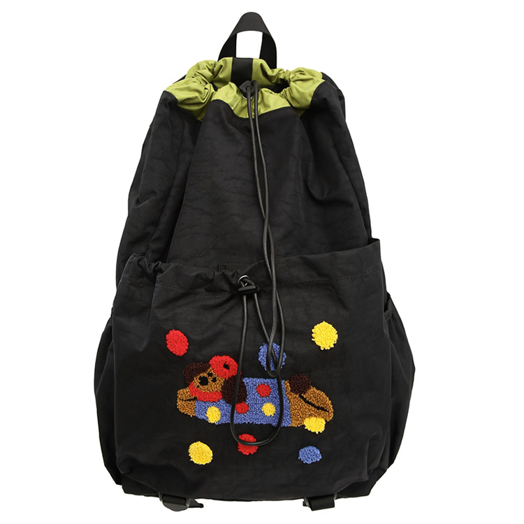 New fashionable, large-capacity, cute puppy backpack with drawstring, student schoolbag for classes, outdoor sports best friend backpack Item Picture