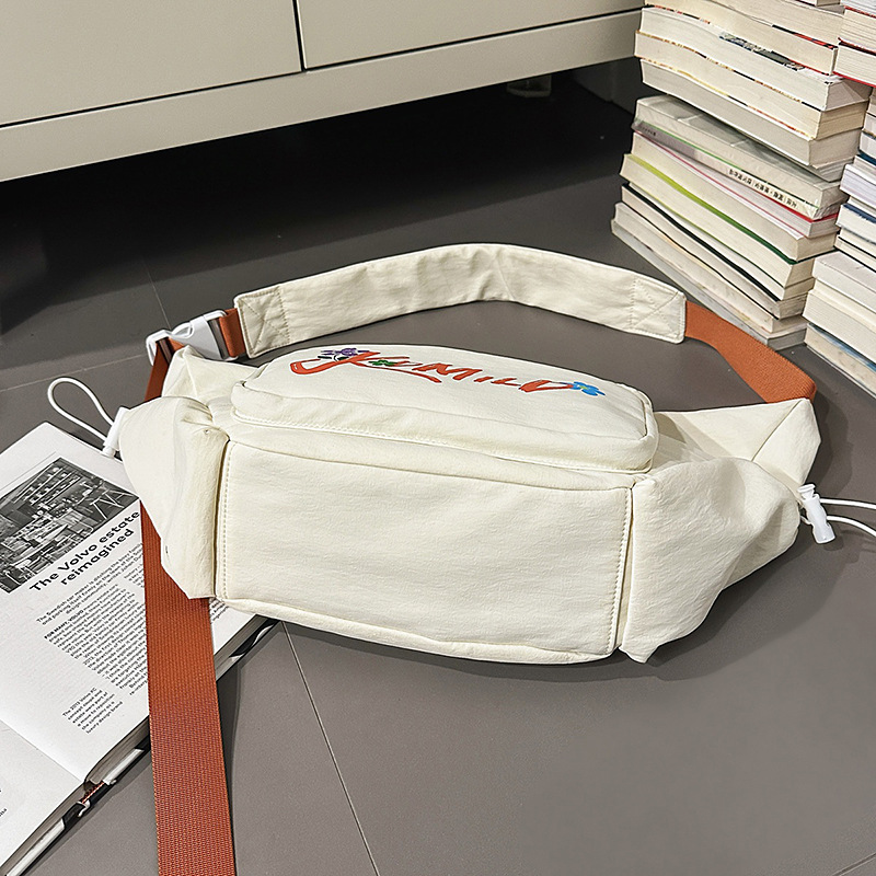 The new Korean-style ins high-look, cool letter crossbody bag is a simple and lightweight couple's solid color crossbody bag for shopping and traveling Specification drawing