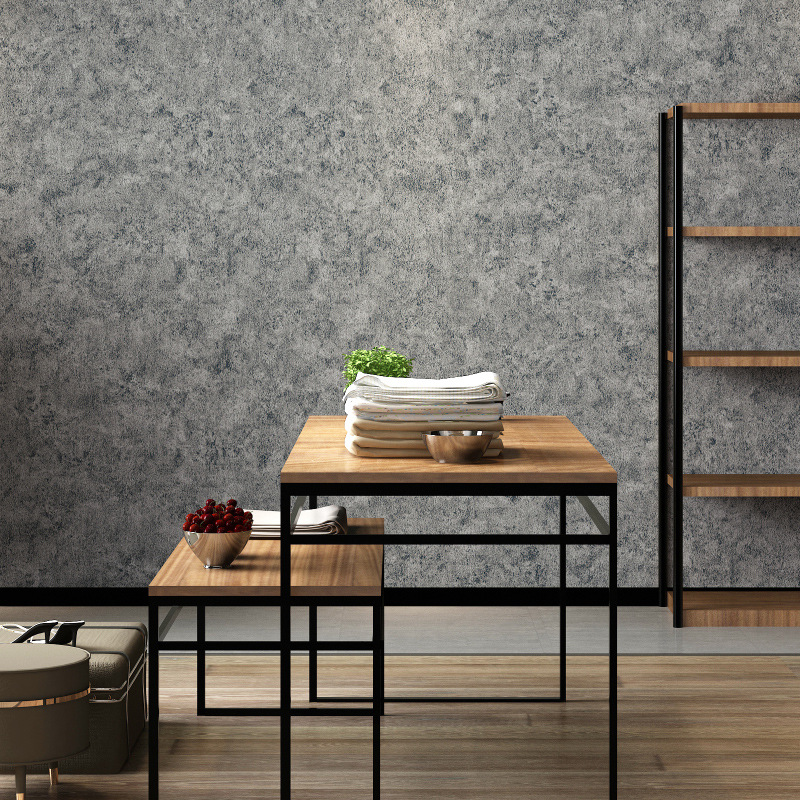Self-adhesive wallpaper for foreign trade, industrial-style bedroom, clothing store, grey micro cement waterproof wallpaper details Picture