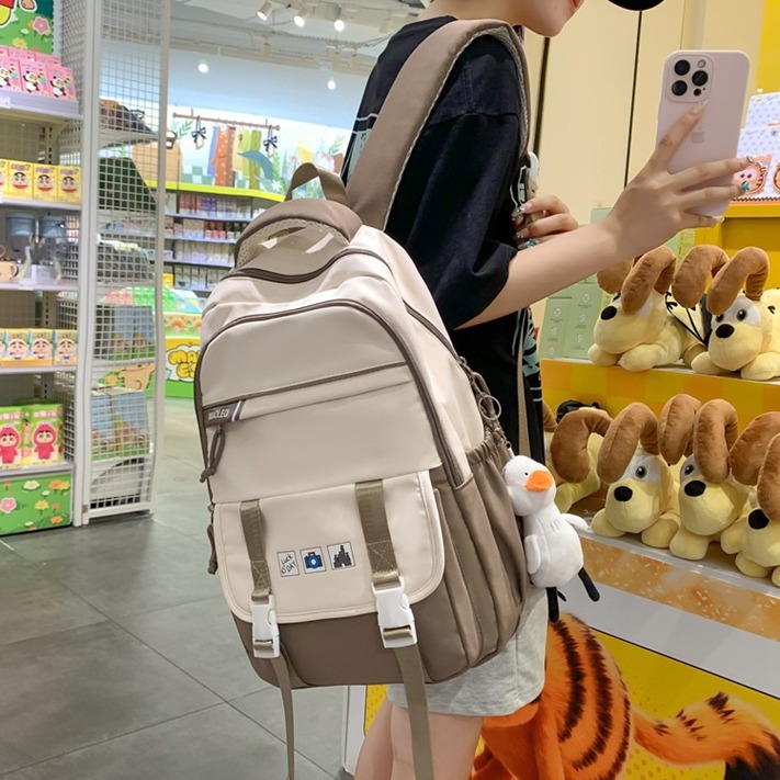 Junior high school student's college-style backpack for the back-to-school season, a fresh, sweet and color-blocking backpack for girls on campus details Picture