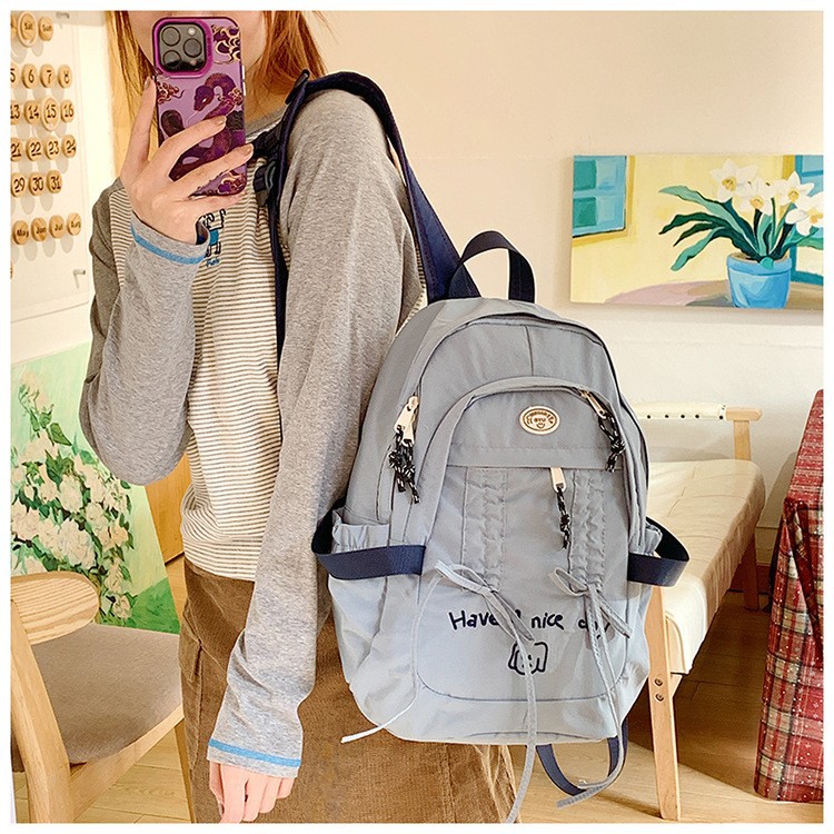 Schoolbag girl, Korean style, Instagram, high appearance level, bow, girlish heart, travel backpack, cute and playful, best friend backpack full figure