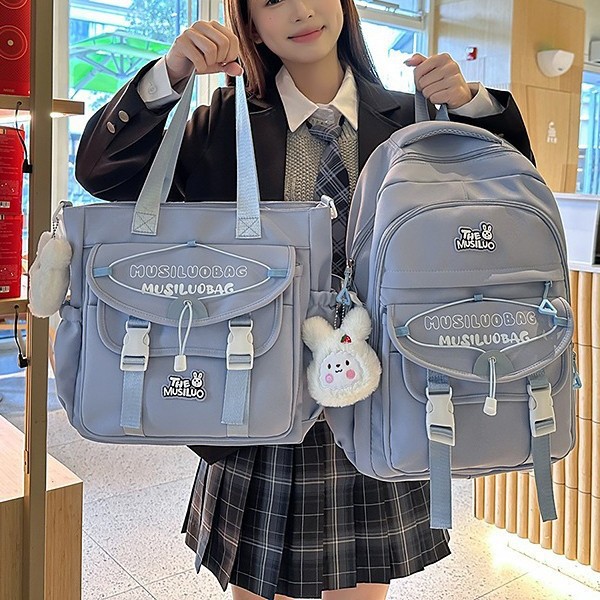 A new Japanese-style ins backpack with a high level of appearance, fresh and sweet, and a large capacity for light travel for junior and senior high school students full figure