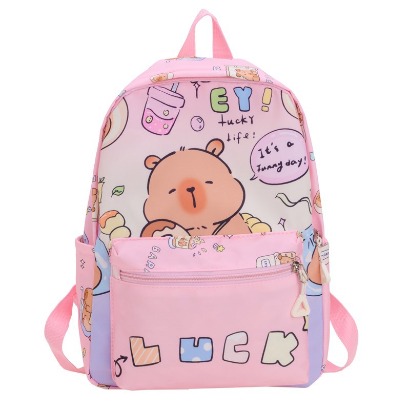 Cute cartoon capybara schoolbag for girls, 2025 new style children's backpack, large capacity Capibara bag Item Picture