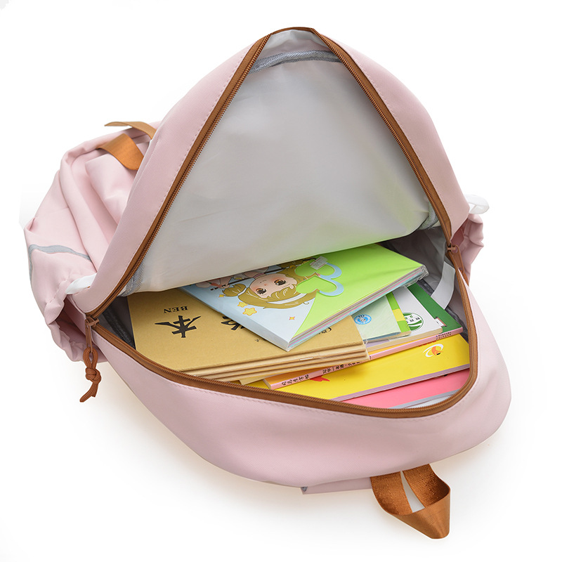 A lightweight and large-capacity backpack for women, a new Japanese style backpack with a high level of appearance and a college style, featuring multiple layers and cute cartoon bear designs Application Scenario