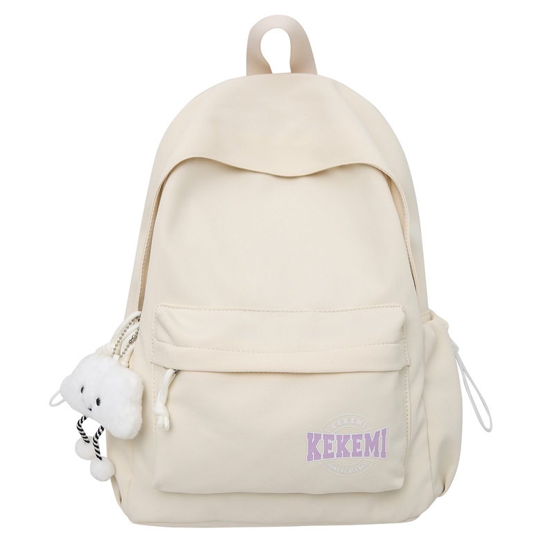 Korean-style Instagram minimalist campus girl schoolbag, Japanese-style Harajuku style vintage solid-color middle school student backpack Item Picture
