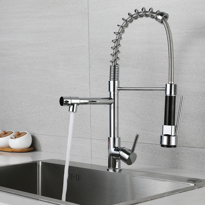 Cross-border exclusive spring kitchen hot and cold water faucets, kitchen sinks, dishwashing basins, and rotating dual-function faucets details Picture