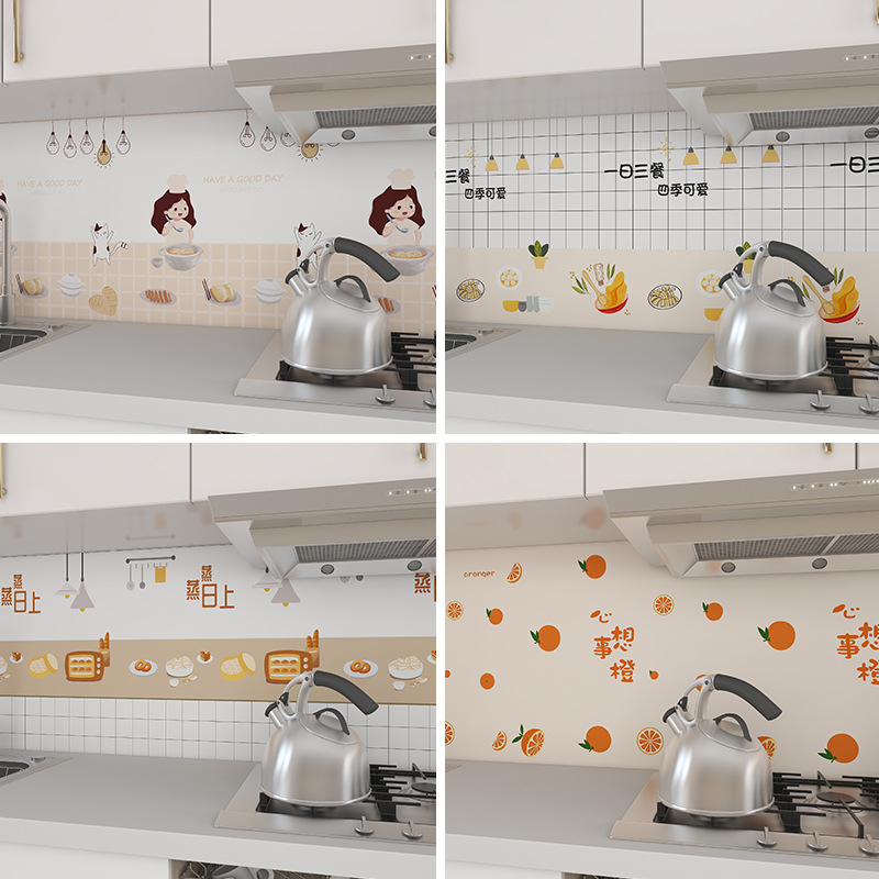 Kitchen oil-proof stickers, waterproof, moisture-proof, self-adhesive, high-temperature resistant, range hood, stove, cabinet wallpaper decoration and renovation wall stickers details Picture