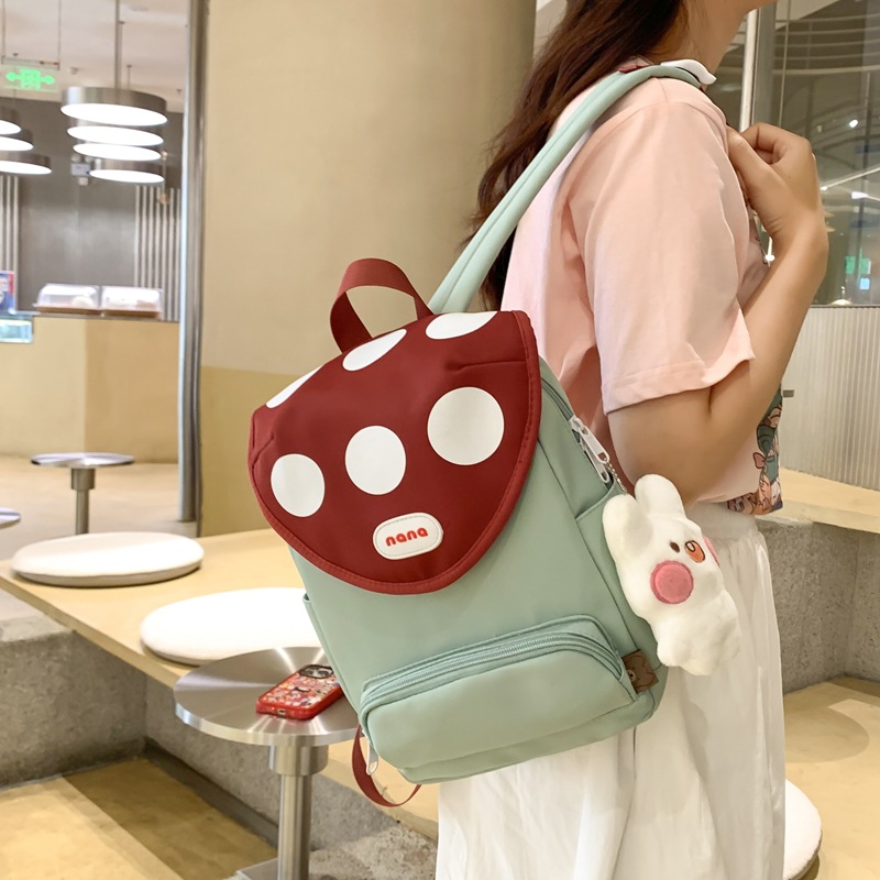 Cute mushroom casual backpack, high appearance level, versatile outing backpack, college students' class commuting small schoolbag, cross-border Specification drawing