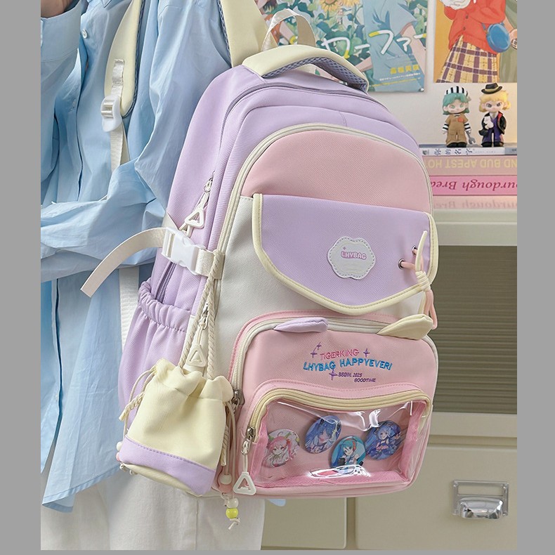 New Korean-style school style fresh and clean pain bag, large-capacity female high school student backpack, multi-layered campus schoolbag full figure