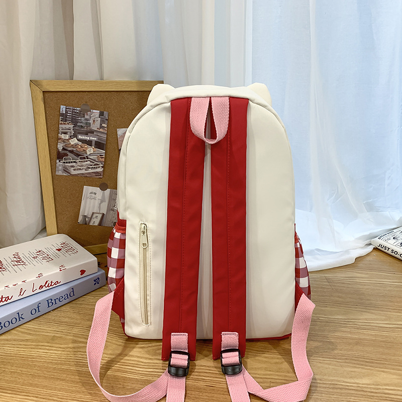Sweet bow milk tea-colored backpack, large capacity, versatile, cute cartoon schoolbag, Japanese-style casual and lightweight backpack Specification drawing