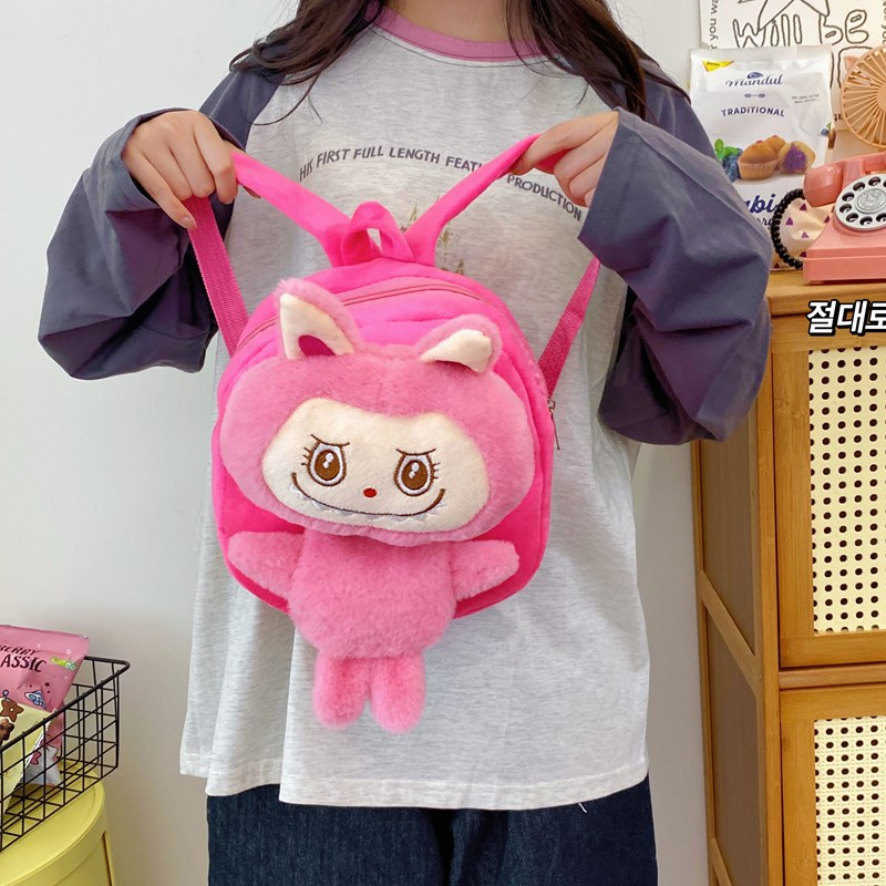 Cross-border Japanese and Korean cute plush backpacks for girls, cartoon children's backpacks, large-capacity student dolls, plush schoolbags full figure