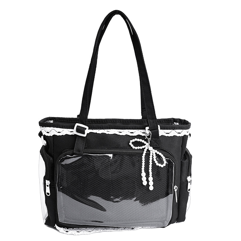 New high-appearance-level Korean ins fresh and sweet transparent smappy pain bag for junior and senior high school students, a lightweight crossbody tutorial bag Item Picture
