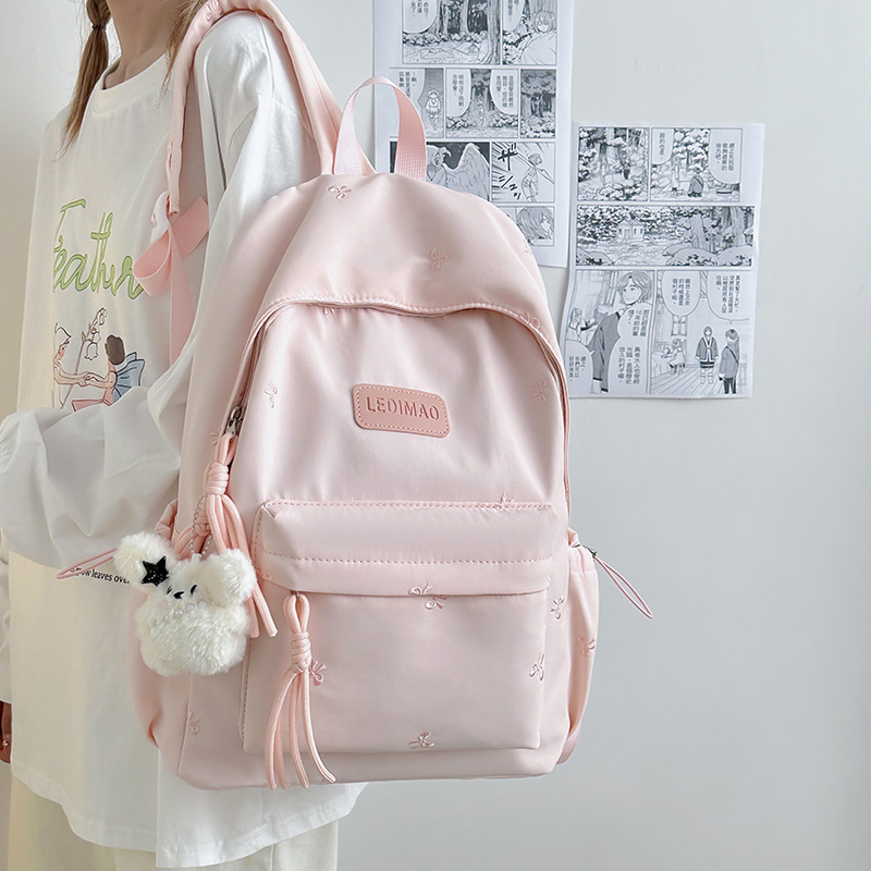 A new high-appearance-level Japanese-style ins fresh, sweet and cute backpack for junior and senior high school students, which is light and simple details Picture