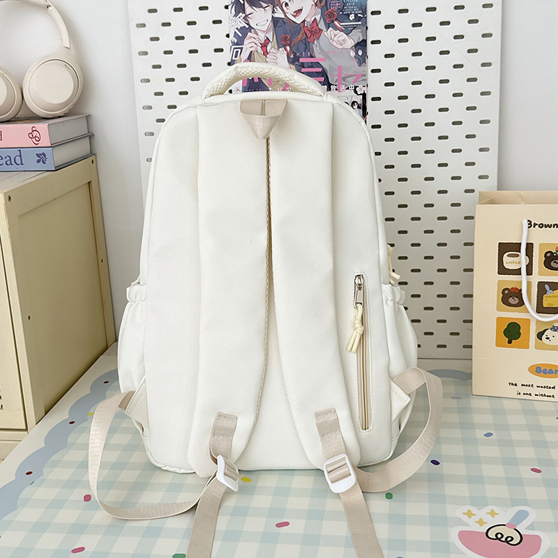 A new, fresh and sweet, candy-colored backpack with a Japanese style in the school style, featuring multiple compartments and large capacity Specification drawing