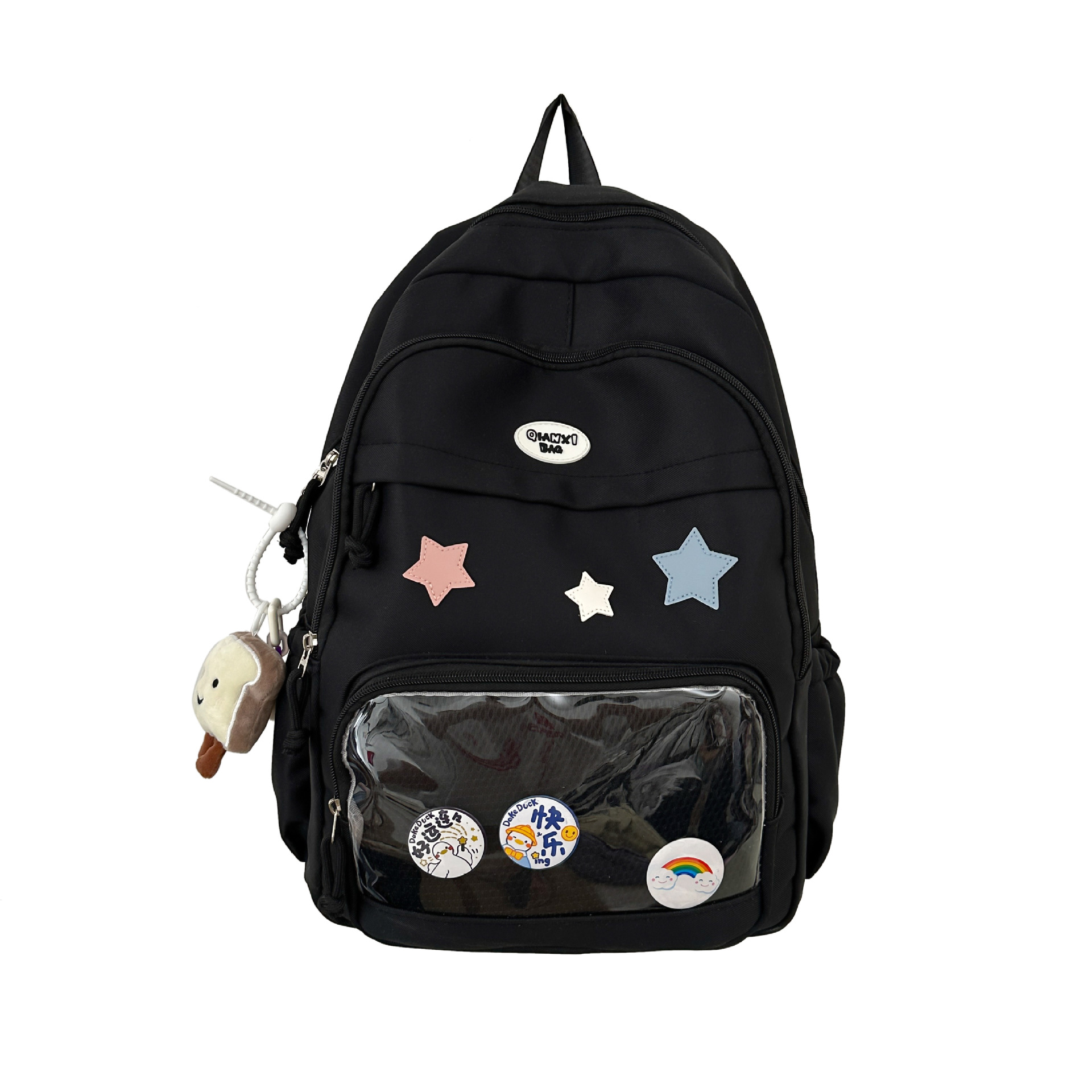 Large-capacity transparent and lightweight ins schoolbag for female students, Japanese-style simple backpack, versatile and cute backpack for primary school students Item Picture