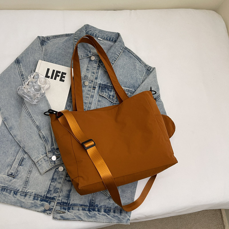 Korean-style tote bag for women, Japanese-style casual solid color simple single-shoulder bag, large-capacity student commuting bag for class at 8 a.m Specification drawing