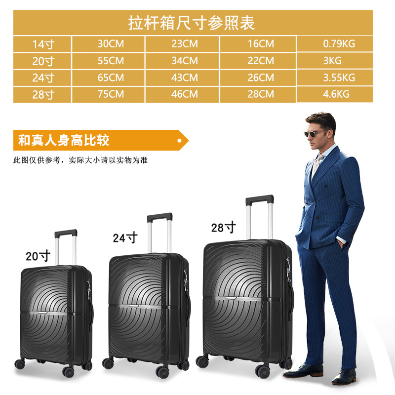 Foreign trade cross-border large-capacity PP trolley case, explosion-proof zipper suitcase, student combination case with expansion travel case Application Scenario