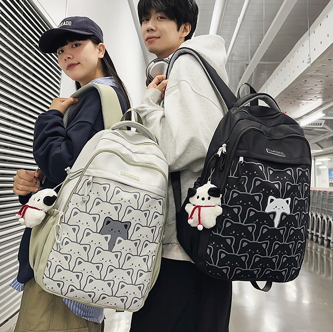 Japanese-style ins girl campus forest-themed versatile and fresh backpack, junior high school student schoolbag, printed cartoon backpack full figure